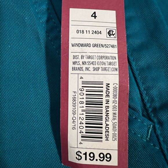 NWT Merona Sz 4 Women's Chino Shorts turquoise color - Picture 6 of 8